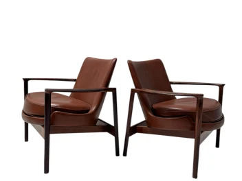 Two Mid-Century Modern Lounge Chairs by Ib Kofod-Larsen for Frõscher, 1970s